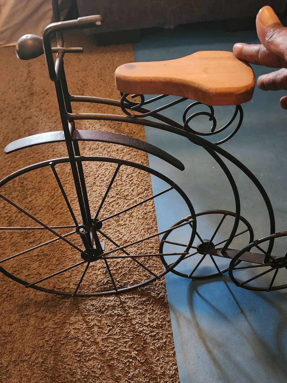 Pier 1 Black Metal Bicycle Wall Accent with Natural Wood Seat